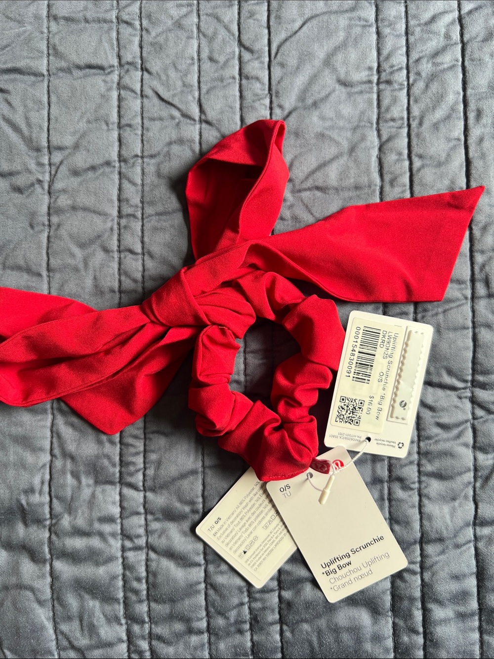 Lululemon Dark Red Big Bow Uplifting Scrunchie NWT